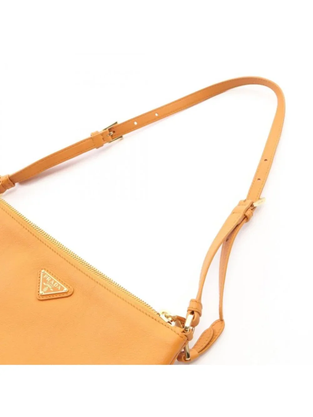 Prada Shoulder Bag Soft Grain Orange Leather Triangle Logo